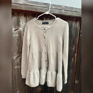 Co Clothing Cashmere Wool Grey Tiered Cardigan